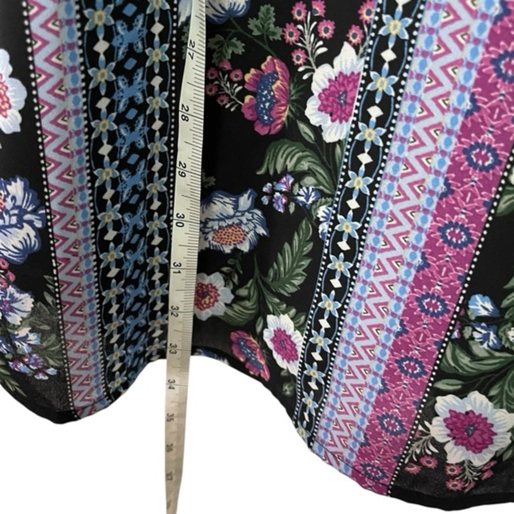 Pink Rose S Black Floral Mini Dress Multi Strap Back Boho Festival PS841875 - Picture 4 of 8